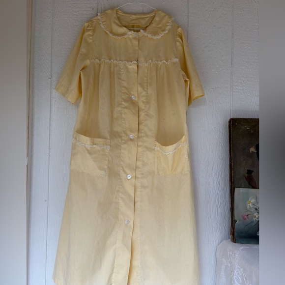 Vintage No Tag Other - Vintage Yellow Button-Down House Coat Large  Missing one Button